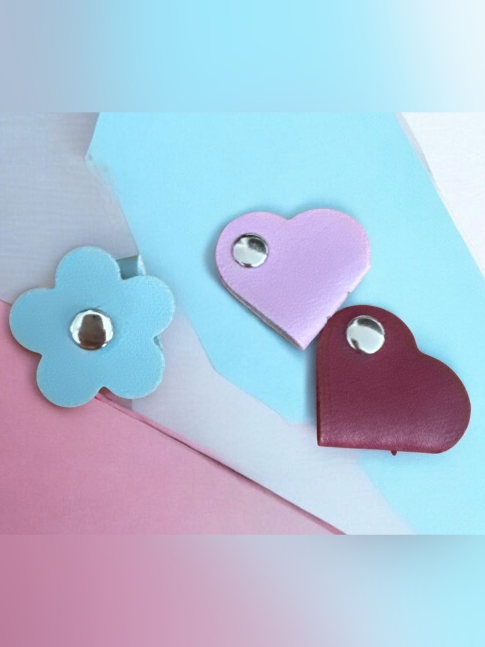 Leather Heart & Flower Snap Charms to hold electronics cords